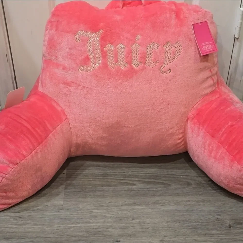 Juicy‎ Couture Home Rhinestone Logo Plush Bed Rest Pillow w/Phone Storage Pocket